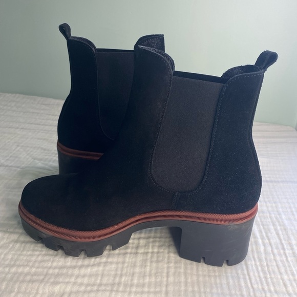Antonio De Faria Black Suede Leather Chunky Chelsea Pull On Boot Grunge Punk 6.5 - Picture 10 of 16